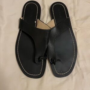 J. Crew Black Leather Slide Sandals Minimalist Design